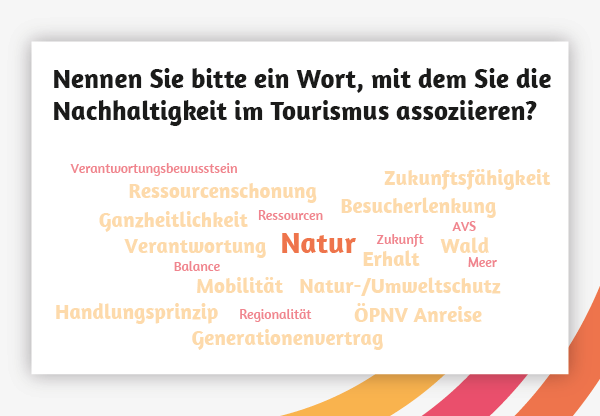 Assoziationen mit dem Wort "Nachhaltigkeit" im Tourismus Assoziationen mit dem Wort "Nachhaltigkeit" im Tourismus