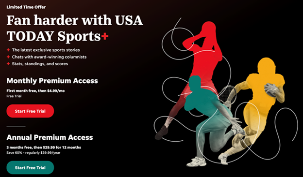 Abonnement Beispiel "Sport +" einer US-Lokalzeitung