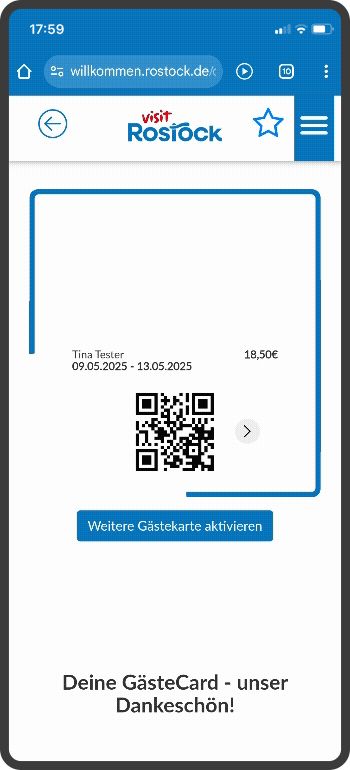 Personalisiertes ÖPNV-Ticket mit einem QR-Code und beweglichen Elementen im Handy