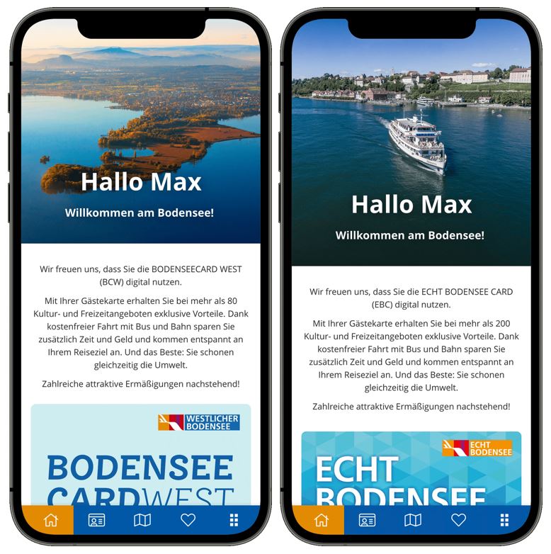 Visualisierung digitale Gästekarte der Bodensee-Regionen