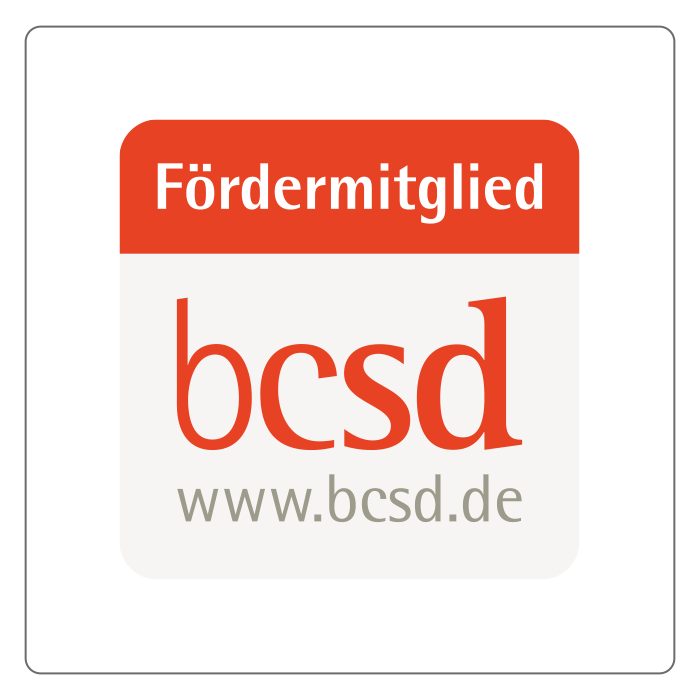 Das Logo von bcsd mit der Überschrift Fördermitglied